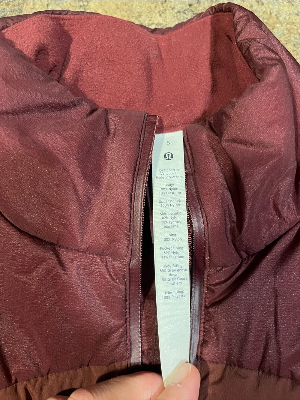 Lululemon Down For It Vest, size 8, Red Merlot, very good condition
#57 - Picture 6 of 8